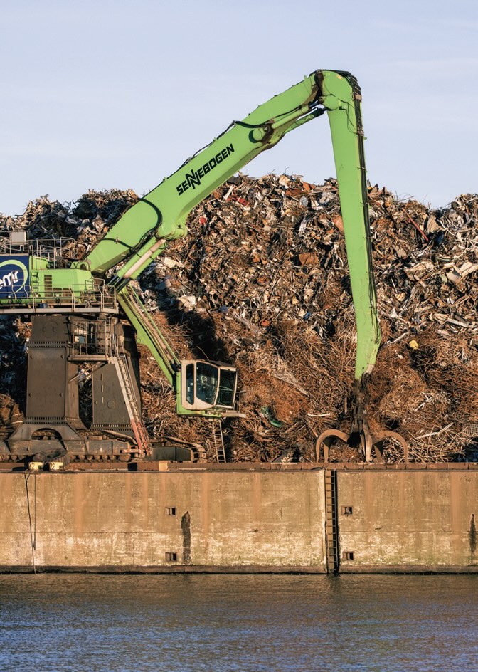 A piece of heavy machinery in a landfill
