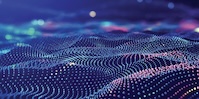 A purple, blue, and pink graphic representing artificial intelligence
