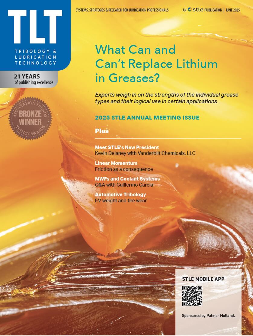 Cover of the June TLT with the headline "What can and can't replace lithium in greases?"