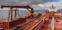 The deck of a cargo ship