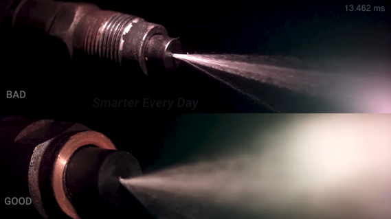 Dirty versus clean fuel injectors.